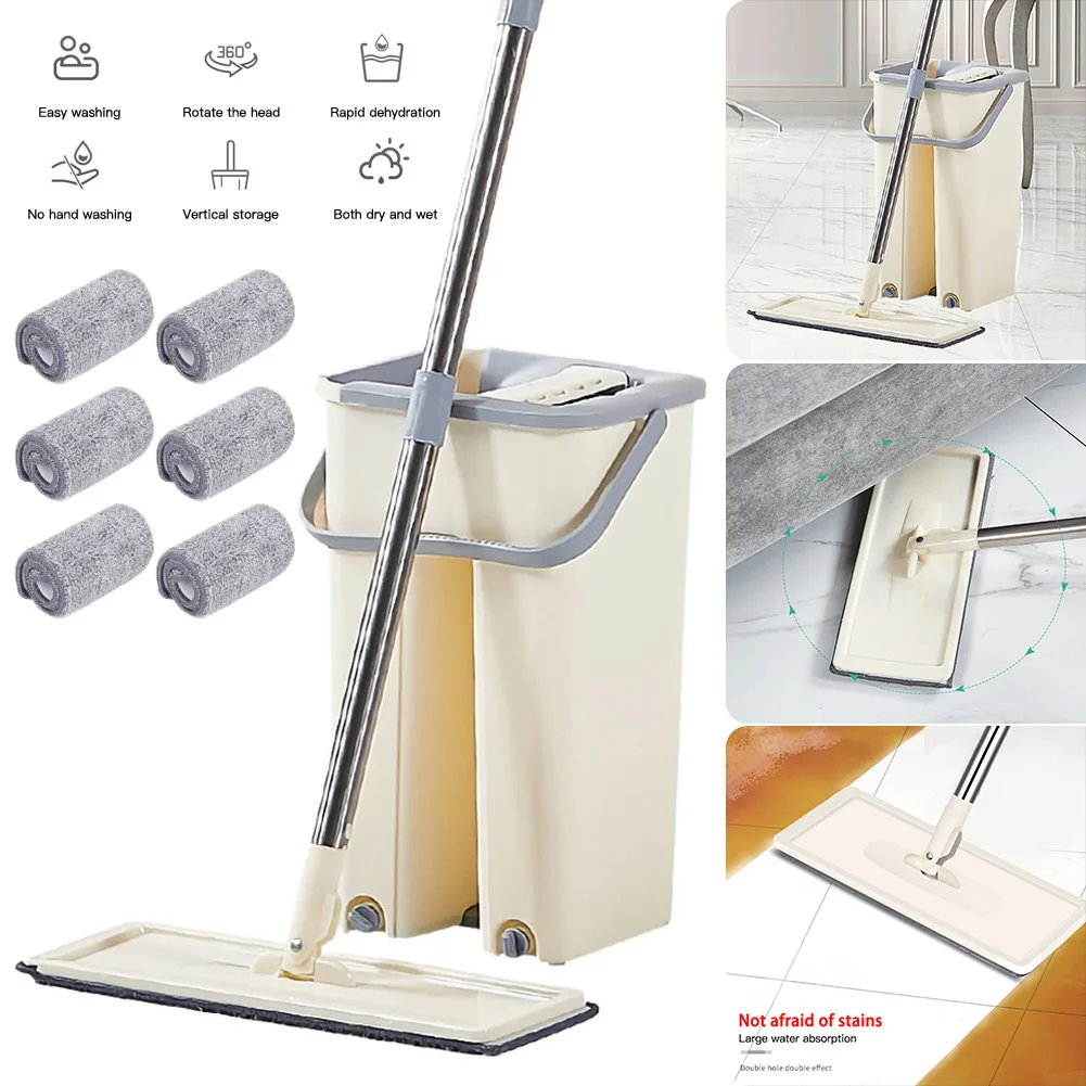 Плоская Швабра для дома без рук ленивая швабра мокрая и сухая набор очистки