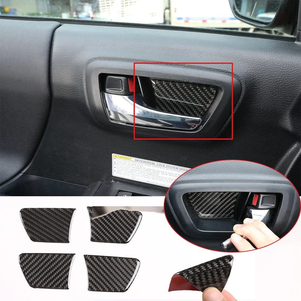 

Fit For Toyota Tacoma 2016-2020 Soft Real Carbon Fiber Interior Door Handle Bowl Deocrative Cover Trim Car Accessories