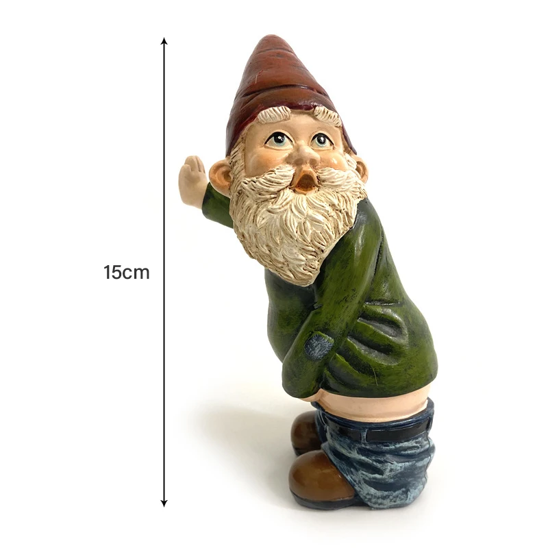 

15cm Funny Resin Figurines Naughty Garden Gnome Garden Decoration Statue Gnome Decoration Villa Home Figurines Decoartion