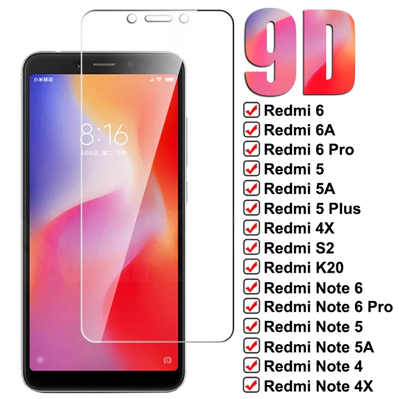 Защитное стекло 9D для Xiaomi Redmi Note 6 5 5A 4 4X Pro закаленное защиты экрана Plus 6A S2