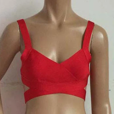 style 2 red Женский короткий топ с повязкой, Летний однотонный топ с v-образным вырезом и поясом, сексуальный облегающий белый женский топ - Цвет: style 2 red