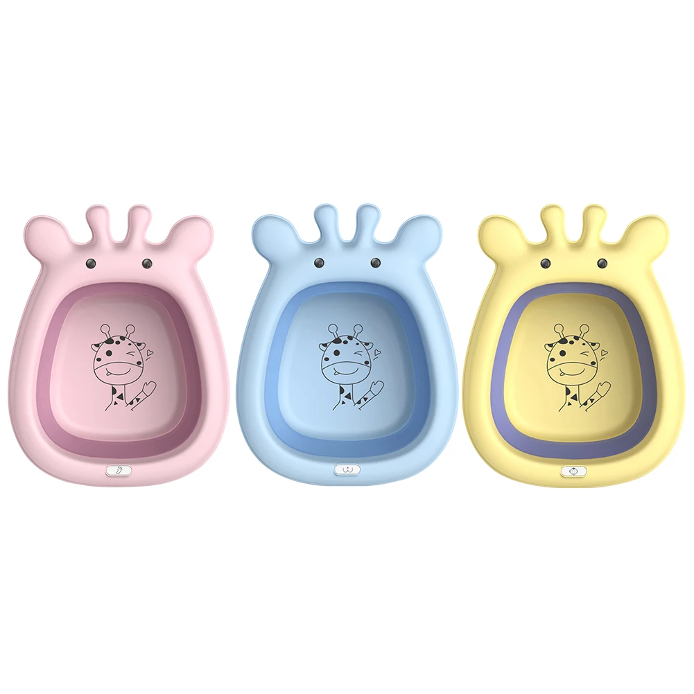 

3pcs/set Plastic Collapsible Wash Basin Convenient Home Outdoor Space Saving For Baby Bathroom Cute Cartoon Travel Portable
