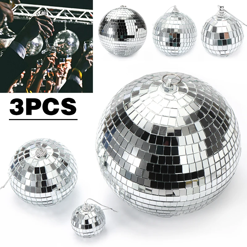 3 шт. зеркальный диско и блестящими шариками серебро DJ Танцевальная Вечеринка