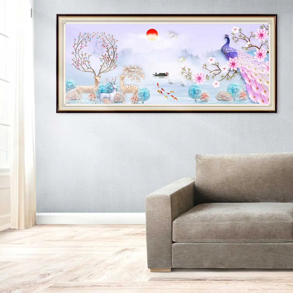 

5D Diamond Painting Peacock Landscape Full Square Round Drills Embroidery Scenery Flower Mosaic Picture of Rhinestone Wall Decor