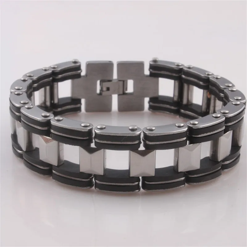 Мужской Байкерский браслет из нержавеющей стали с широкой цепочкой мужские