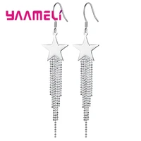 925 sterling silver chain five stars long tassel dangle drop earrings for women wedding engagement party fashion jewelry
