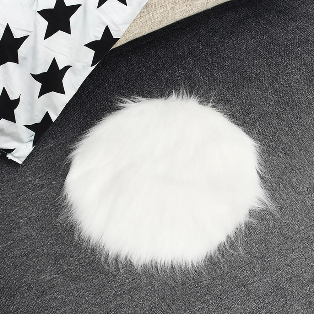 30cm Plain Fluffy Area Rugs Round Pad Carpet Hairy Fur Bedroom Mat Cover | Дом и сад