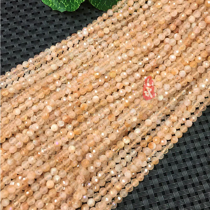 4 мм бусины из натурального желтого камня Sunstone Круглые граненые маленькие DIY для