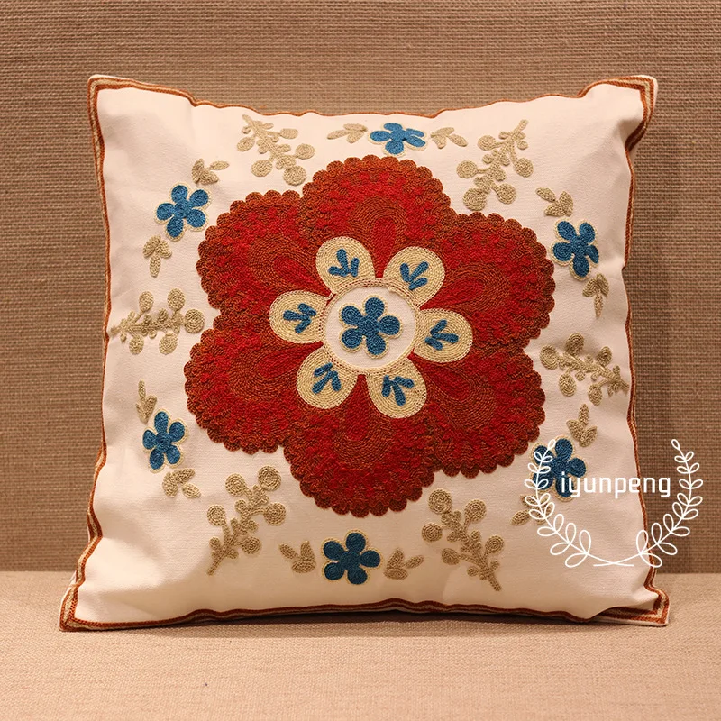 

Big Red Flower Pattern Hugging Pillowcase Festive Bohemian Embroidered Jacquard Pillowcase Home Decor Pillow Covers Decorative