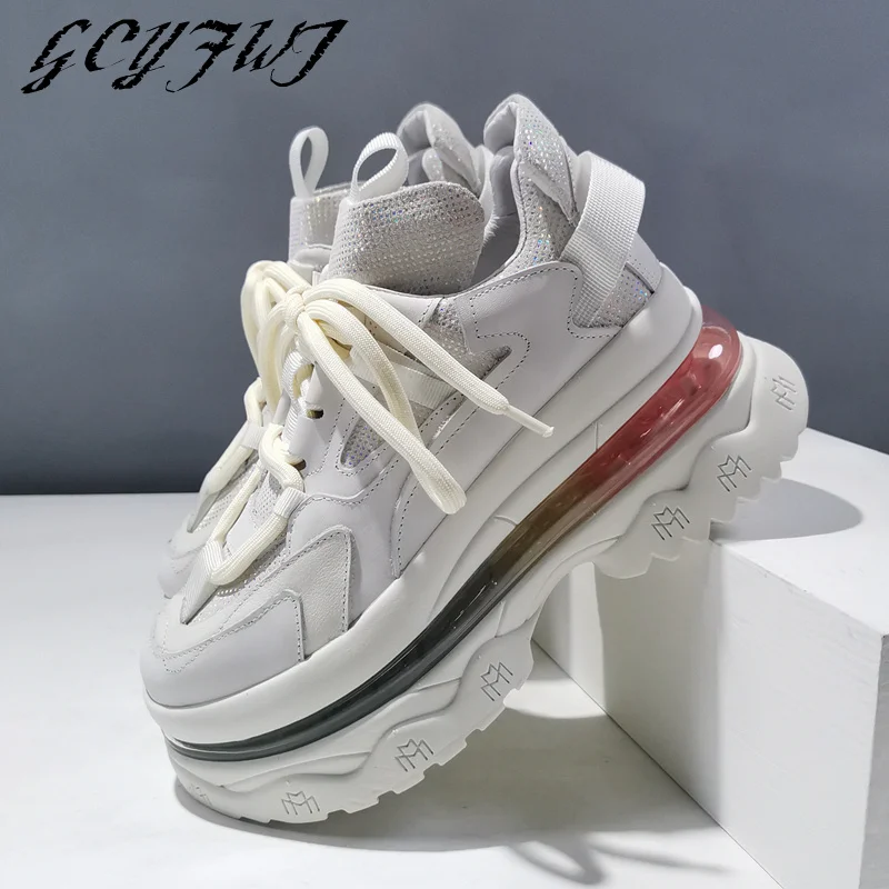 

Women Sneakers Thick Bottom Increase Lace-Up Round Toe Shallow Women Shoes Flat Platform Mixed Colors Fashion Chaussure Femme