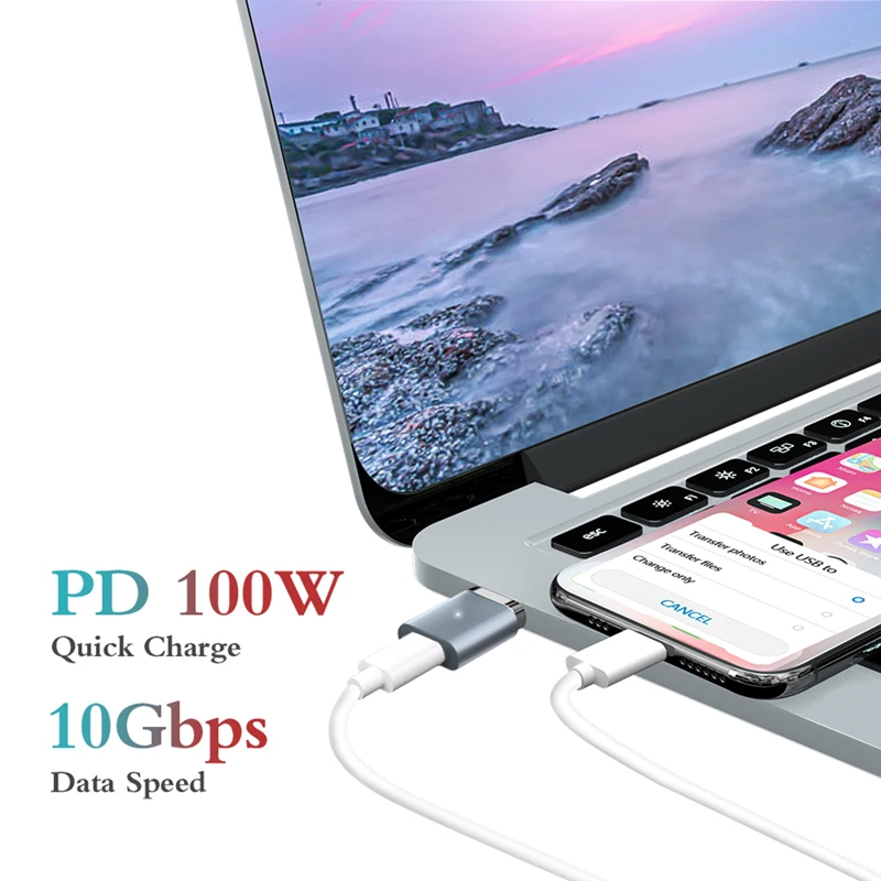 magnetic usb c adapter 20pins type c connector pd 100w fast charging 10gbps converter for ipad macbook pro huawei xiaomi switch free global shipping