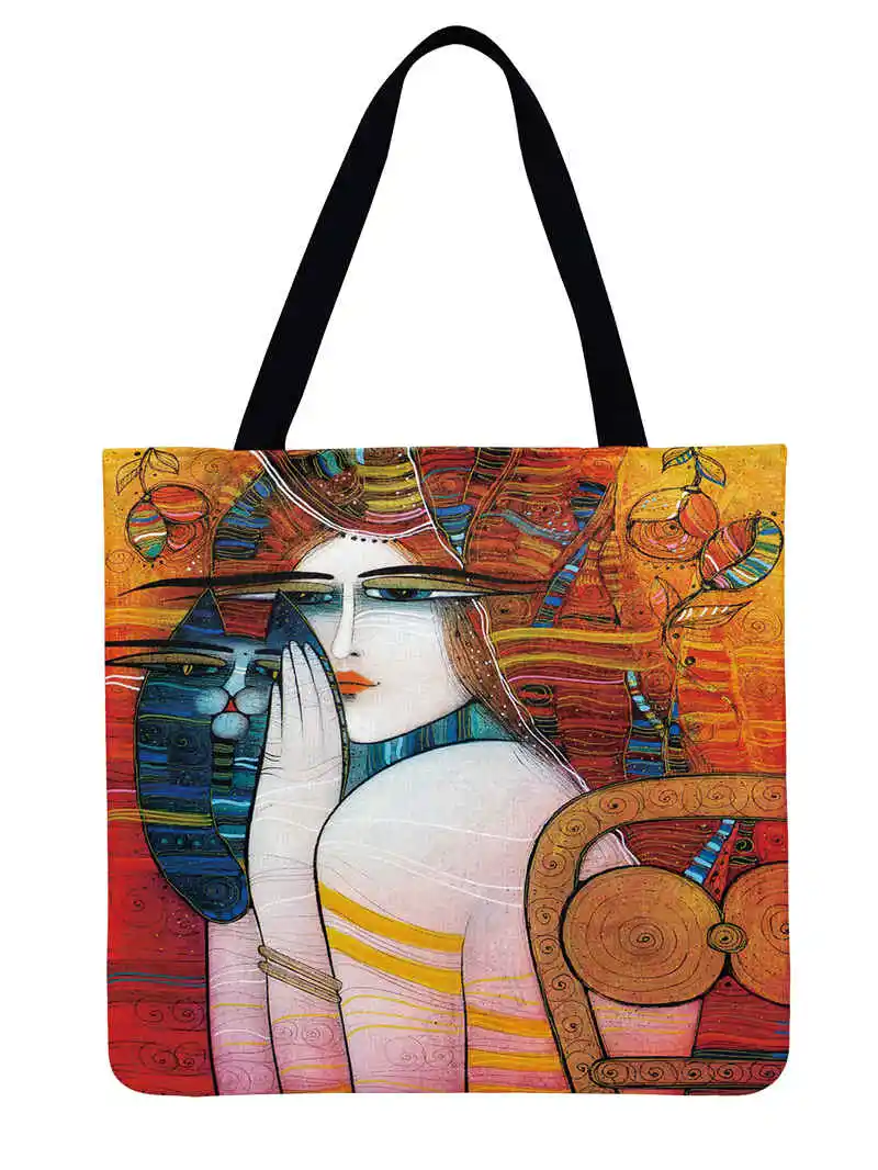 Женская сумка через плечо тоут с принтом египетской королевы и кота для женщин