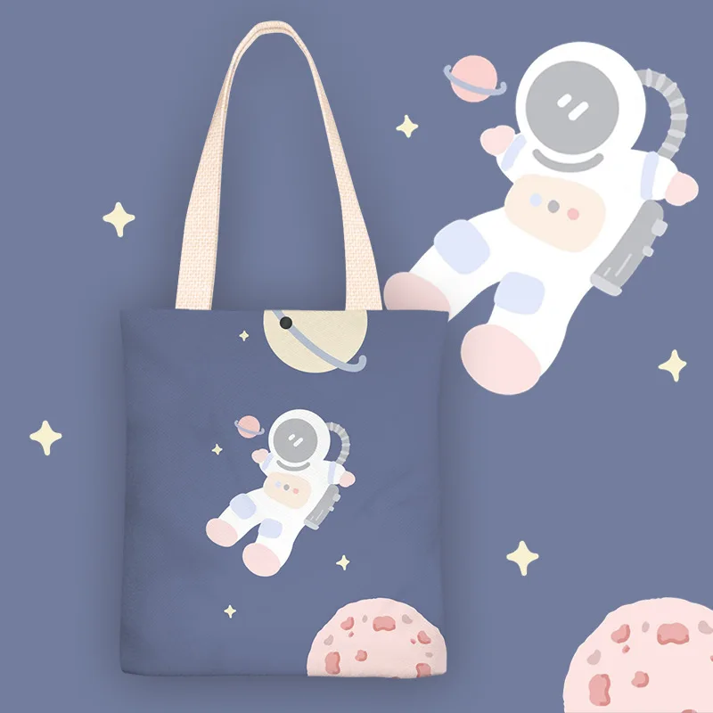 

Cosmonaut Women Canvas Shopping Bag Female Canvas Cloth Shoulder Bags Eco Handbag Reusable Grocery Shopper Students Book Pack