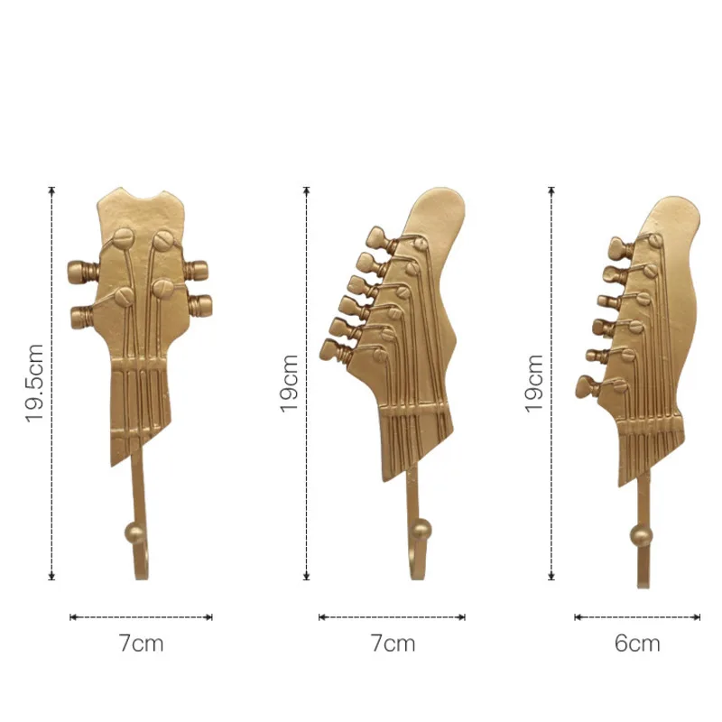 

Retro 3pcs / Set Guitar Heads Hooks Music Home Wall Mounted Resin Clothes Hat Hanger Movie Wall Hook For Home Decoration