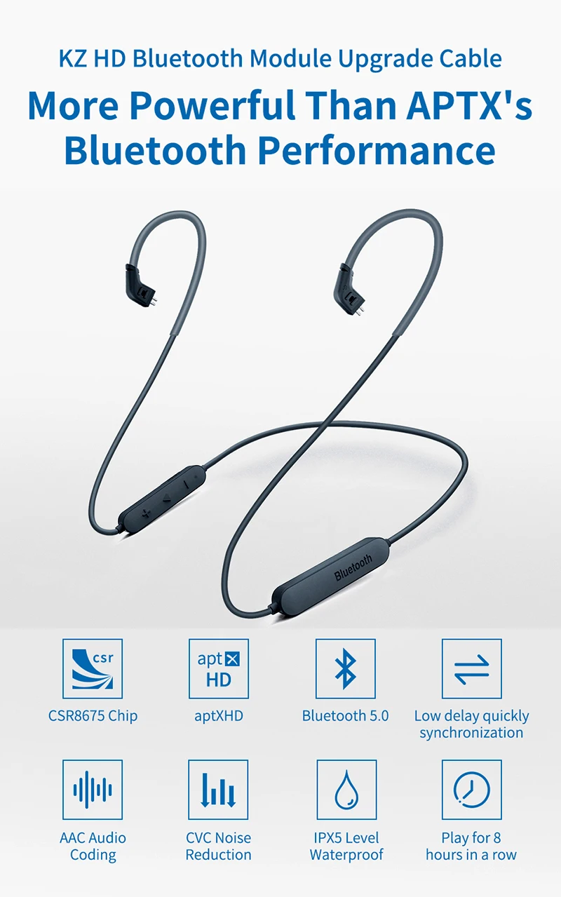 KZ Aptx HD CSR8675 MMCX Bluetooth модуль наушники 5,0 беспроводной кабель обновления применяется наушники AS10ZSTZSNProZS10Pro/AS16/ZSX