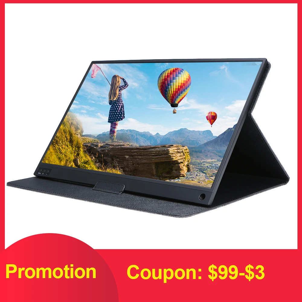 T-bao 15.6 inch Portable Monitor HDMI 1920x1080 HD IPS Display Computer LED Monitor with Leather Case for PS4 Pro/Xbox/Phone