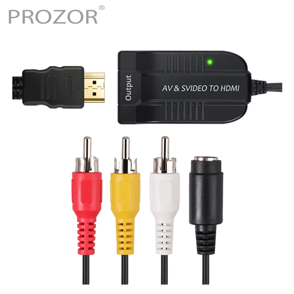 Prozor AV CVBS S Video to HDMI совместимый HD видео конвертер композитный 3RCA к адаптер 1080P микро