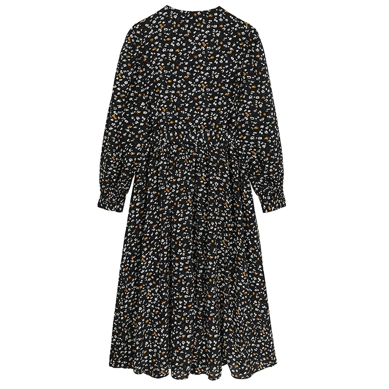 

Print Pattern Women Thick Warm Long Dress New Round Neck Long Sleeve Loose Fit Fashion Tide Autumn Winter 2021 1DD3022