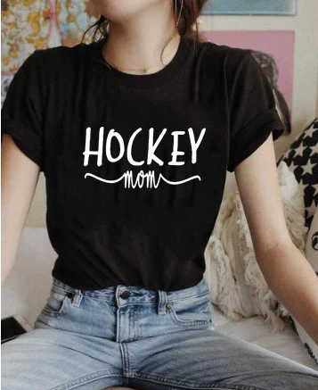 Женская хлопковая Футболка с принтом HOCKEY MOM Повседневная забавная футболка для