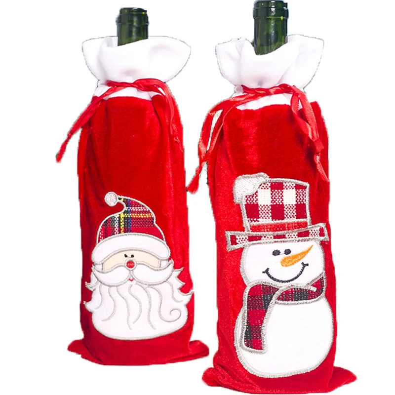 Рождественские винные бутылки новогодние подарки вечерние украшения для
