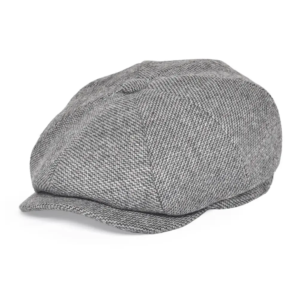 

FEINION Newsboy Cap for Men Women 50% Wool Tweed Flat Caps Herringbone Cabbies Big Size Driver Hat 068
