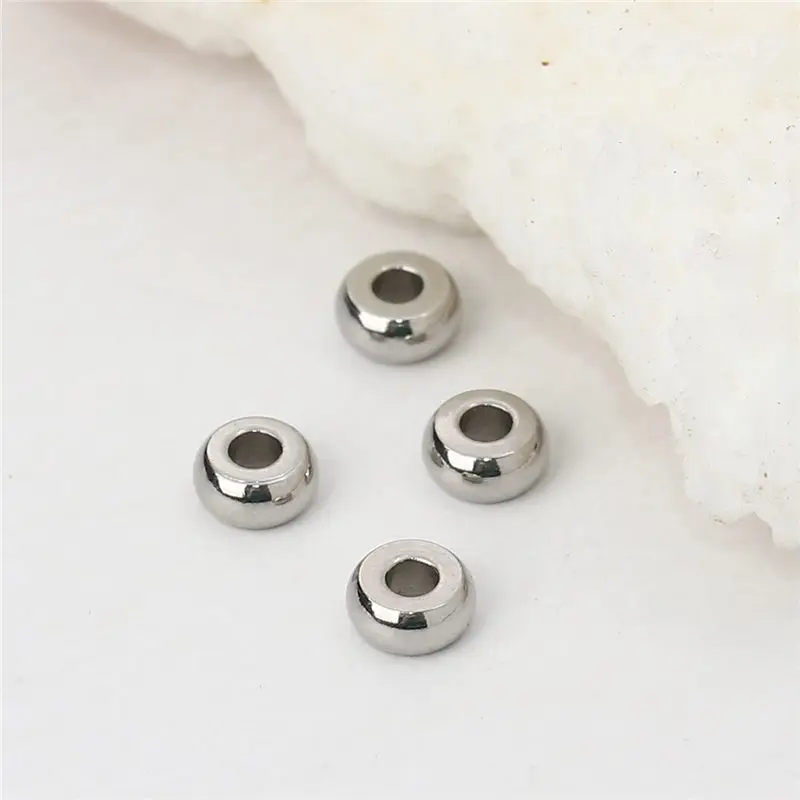 50 шт. 4 мм нержавеющая сталь бусины спейсеры круглые бусина серебряного цвета
