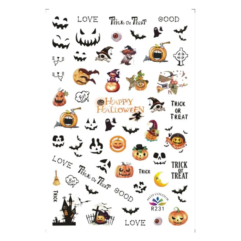 

3D Halloween Stickers for Nails Pumpkin Nail Sticker for Manicure Design Nail Sliders Decals New Nail Art Decortaions Accessory