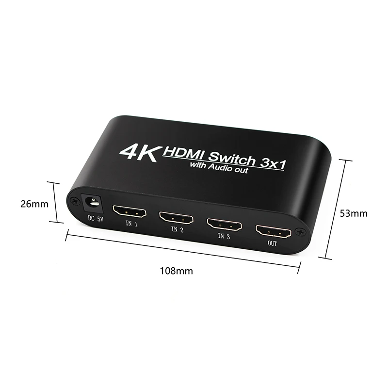 4K 3D HDMI переключатель 3 × 1 с выключателем аудио выход в оптический Toslink SPDIF