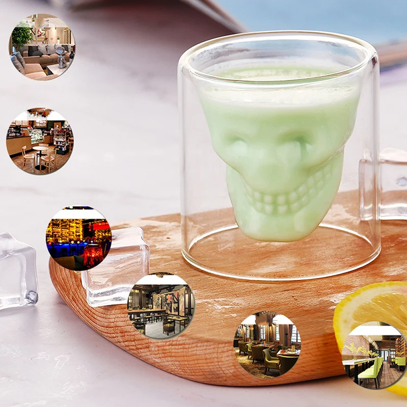 2 шт. прозрачные бокалы для вина и пива с черепом | Дом сад