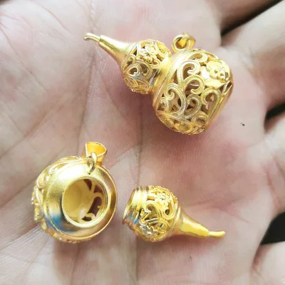 

2pcs 16*32mm Gold Plated Hollow Can Open Gourd Pendant Charms DIY Accessories
