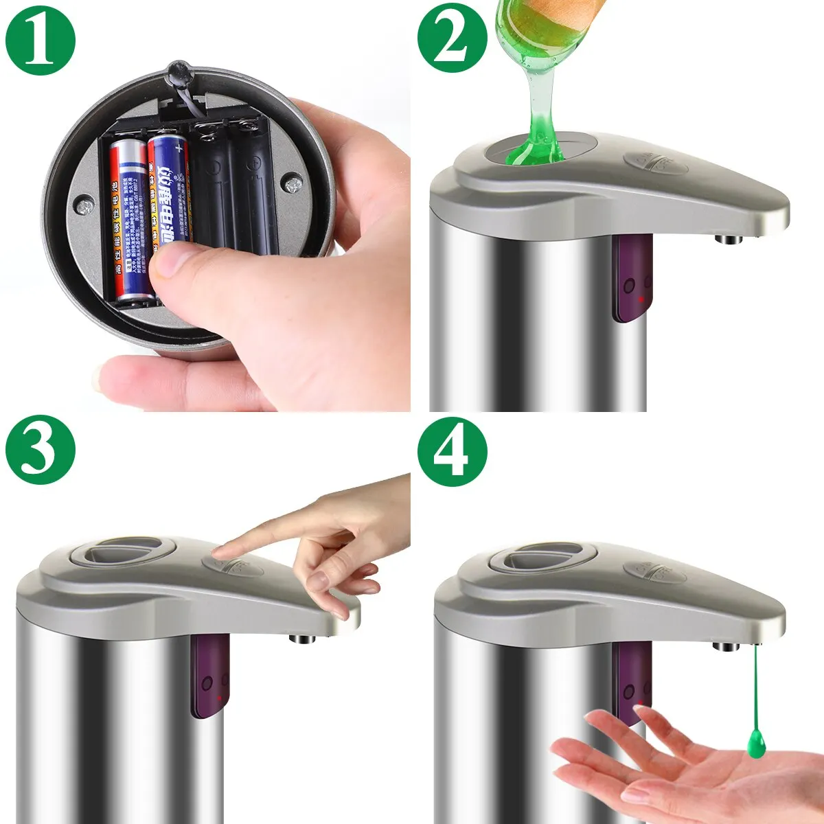 Автоматический дозатор жидкого мыла из нержавеющей стали настенный для ванной