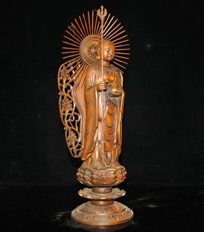 Свадебное украшение Тибетский буддизм Boxwood Jizo Ksitigarbha Bodhisattva Тан статуя монаха