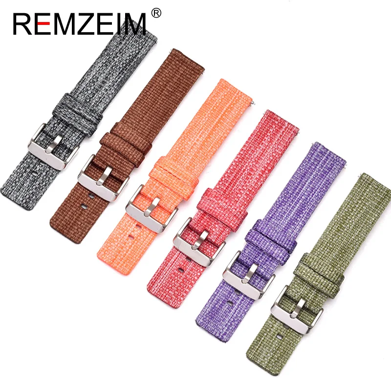 REMZEIM быстросъемный ремешок модный нейлоновый для часов легкий холщовый смарт 18 20