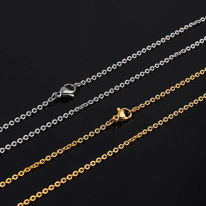 10pcs length 50cm width 2mm Gold/steel color Stainless Steel Link Chains Necklaces Jewelry Cuban Wholesale DIY Craf | Украшения и