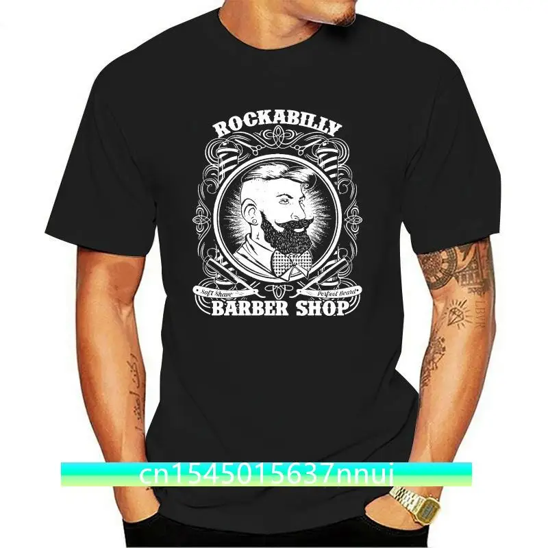 

New T-Shirt Beard Skull Friseur Barber Rockabilly Biker Retro Bart Barber shop 2021 High Quality 2021 Short Sleeves Cotton T Shi