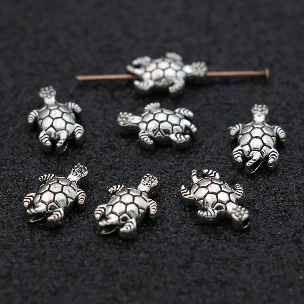 

40 шт античные посеребренные бусины-разделители для черепах Винтажные бусины для изготовления ювелирных изделий браслет DIY Ручная работа ...
