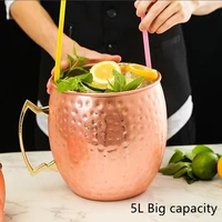 5l oversize moscow mule mug champagne bowl stainless steel hammered copper plated beer cup coffee cup bar drinkware