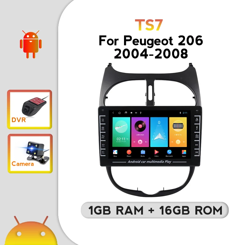 Автомагнитола 2 Din Android 8 1 автомобильный мультимедийный плеер для Peugeot 206 2000 -2016