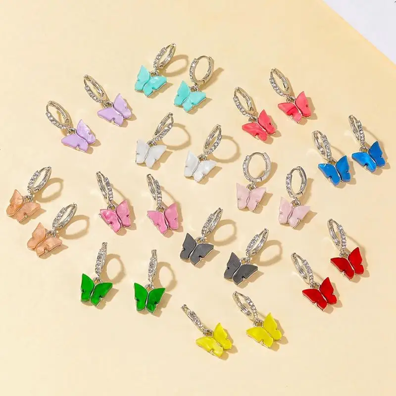 

1 Pairs Fashion Women Butterfly Decor Pendant Earrings Rhinestone Decor Pierced Earrings Dangle Earrings Jewelry Accessories