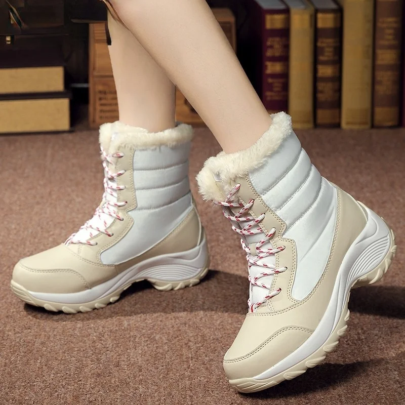 

Женские теплые ботинки на толстой подошве, водонепроницаемые ботильоны из хлопка, Размеры 35-42, для зимы, 2022