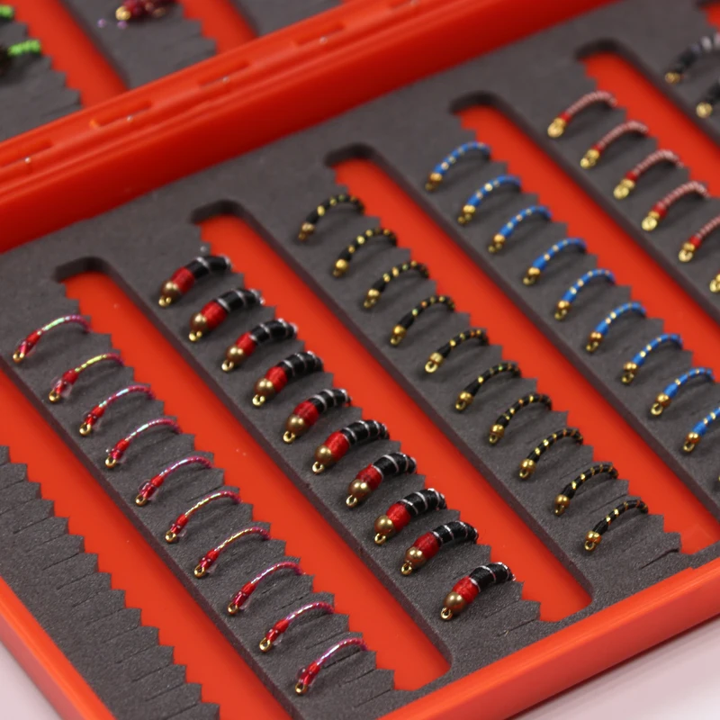 Bimoo 64/120 шт. комбинированная бусина, Нимфа, летящая, искусственная древесина, два цента, Caddis Bluegill Crappie, наживка для перьев, рыбы