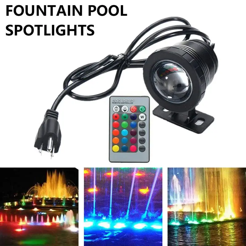 

RGB-подводный светодиодный фонасветильник, 20 Вт, IP65, водонепроницаемый, 16 цветов + пульт дистанционного управления