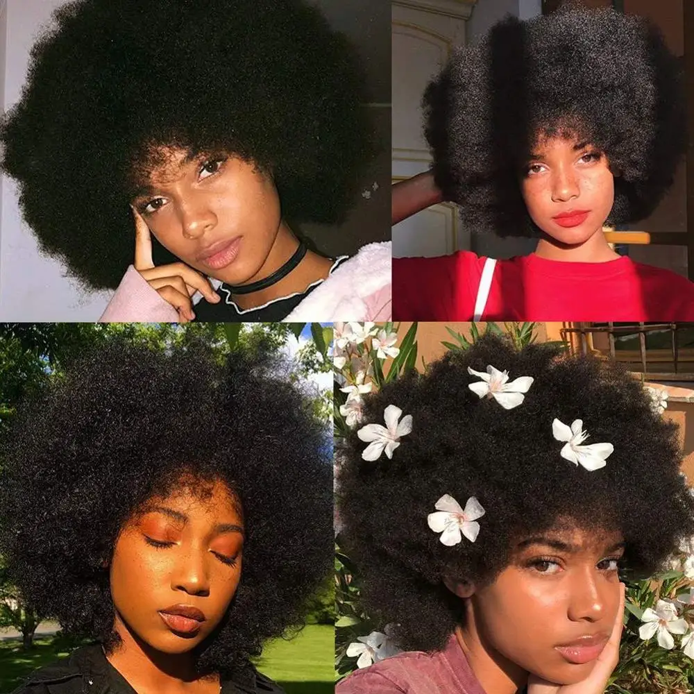 

AZQUEEN Afro Wig Women Short Fluffy Hair Wigs For Women Kinky curly Synthetic Hair For Party Dance Cosplay Wigs with Bangs