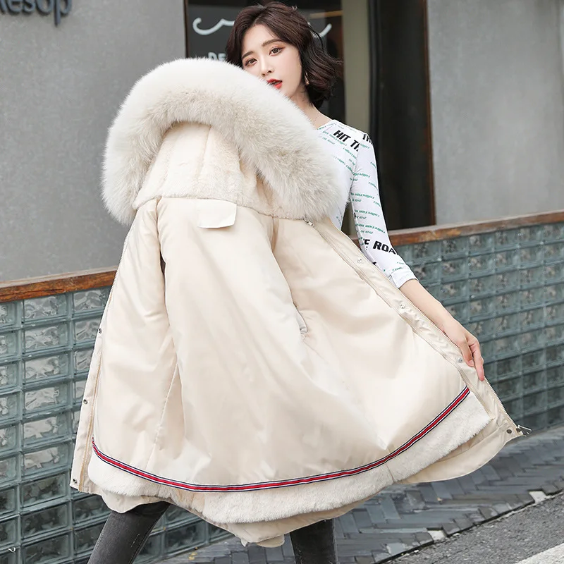 

long casual Detachable inner 2020 new down cotton cotton padded women's middle and padded jacket heel hat overcome