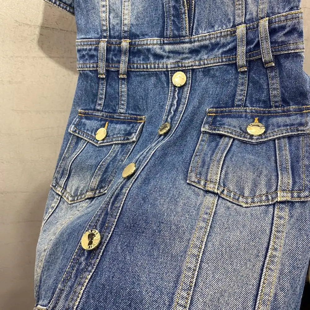 

Fashion 2021FW Autumn Women V Neck Denim High Quality Casual Dresses For Female Gdnz 10.18