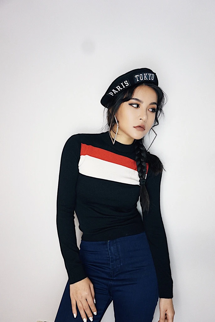 2019 new fashion casual women's clothing Sweater spring and autumn sets of short color matching sweater slim long sleeves | Женская