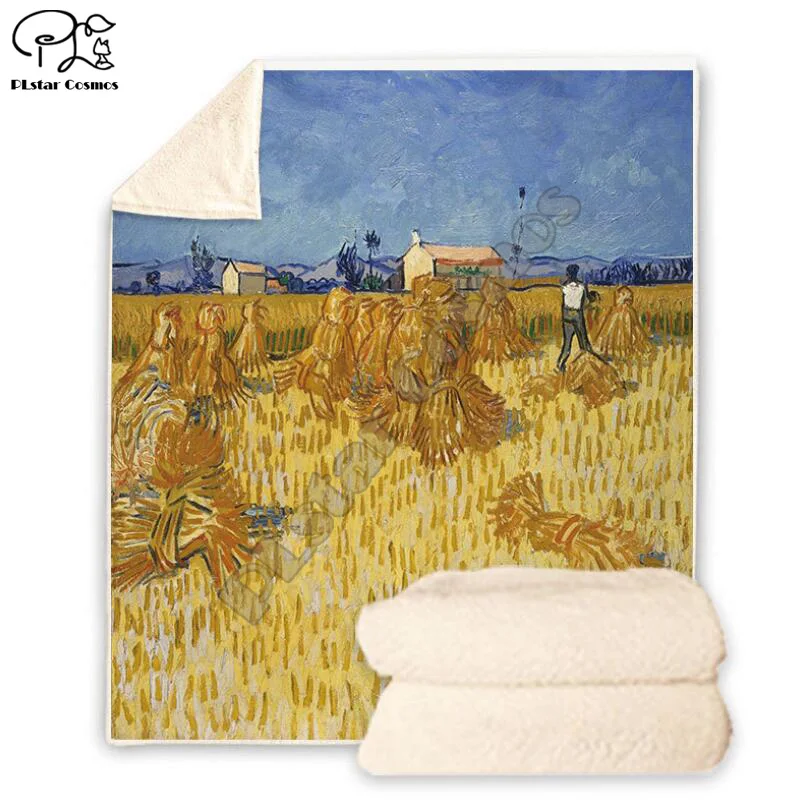 Plstar Cosmos Van Gogh масляная живопись Забавный герой одеяло 3D печать шерпа на кровать