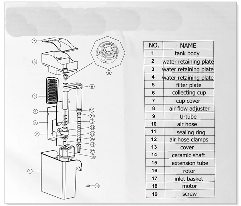 Настенный протеиновый скиммер для аквариума эффективный внешний 220-240 В 50 Гц 6 Вт |