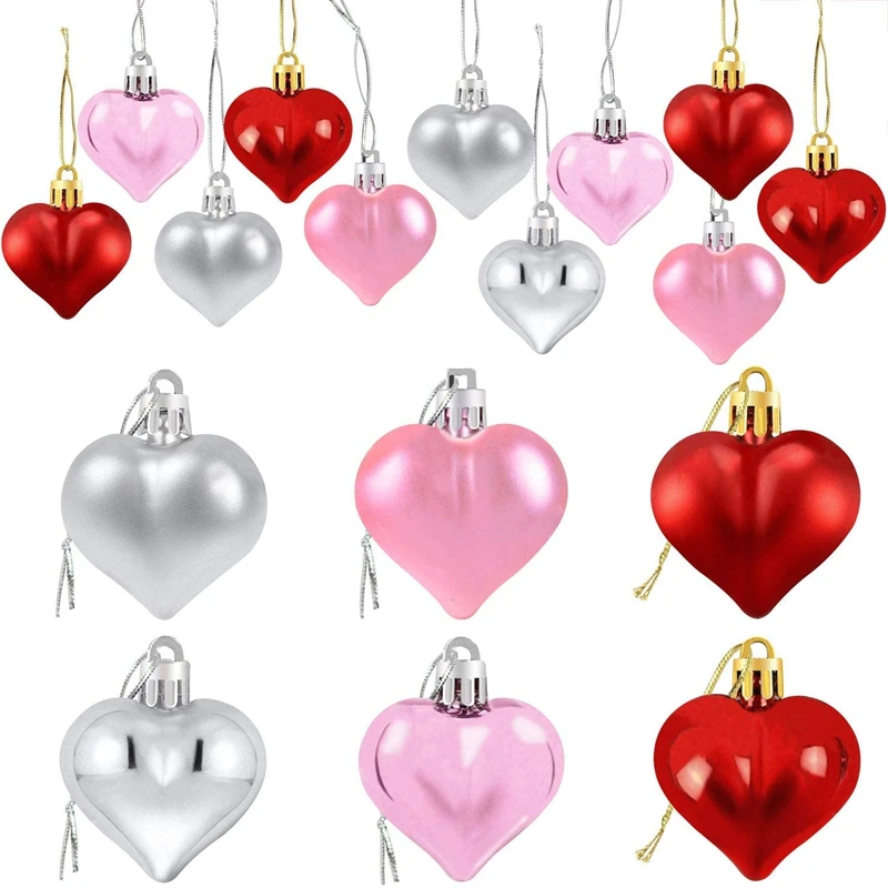 

24 Valentine's Day Heart-Shaped Balls Valentine's Day Decoration Family Wedding Party Hanging Decoration
