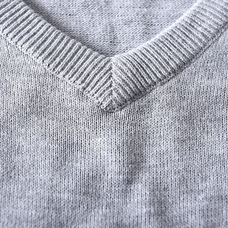 Весна и осень 100% хлопок брендовый мужской свитер с длинным рукавом v-образным